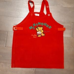Brand New Red MIKIHOUSE Corduroy Overall Dress